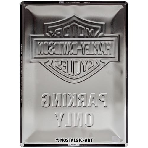 Targa in Latta 30X40 Harley Davidson PARKING ONLY - immagine 3